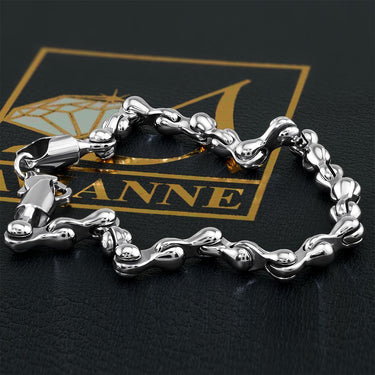 14k White Gold Bullet Link Bracelet 5 mm